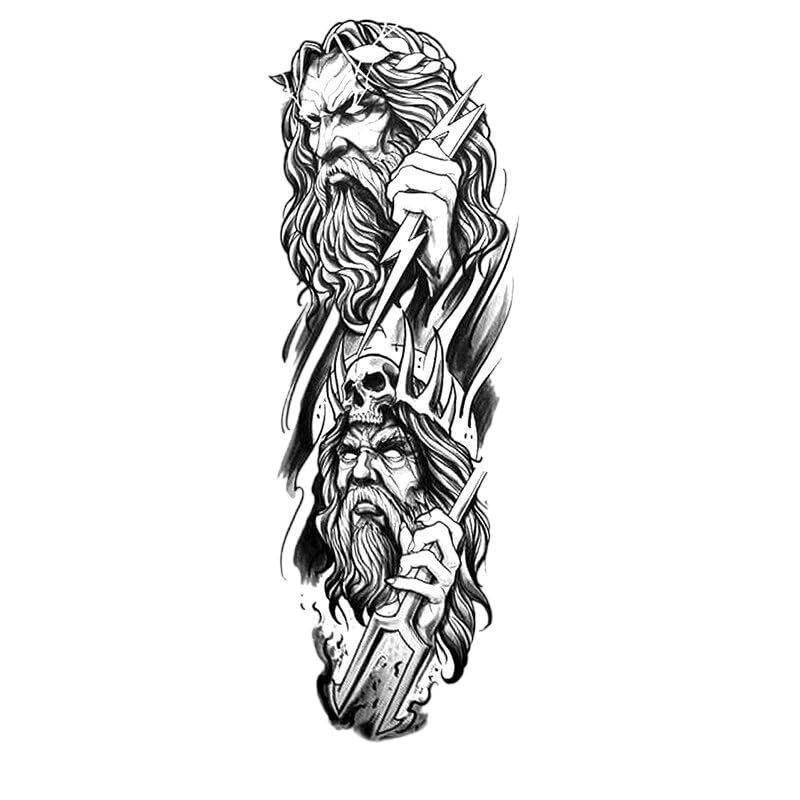Tho Zeus y Hadesfull brazo impermeable tatuajes temporales hombres kit tatuaje mangas tatuaje