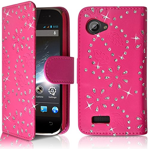 KARYLAX Seluxion - Housse Coque Etui Portefeuille Fonction Support Style Diamant Couleur Rose Fushia pour Wiko Cink Slim/Slim 2
