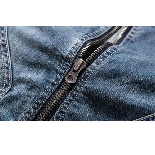 Men's Slim Fit Denim Jacket Zipper Pocket Motorcycle Style Jean Jacket3