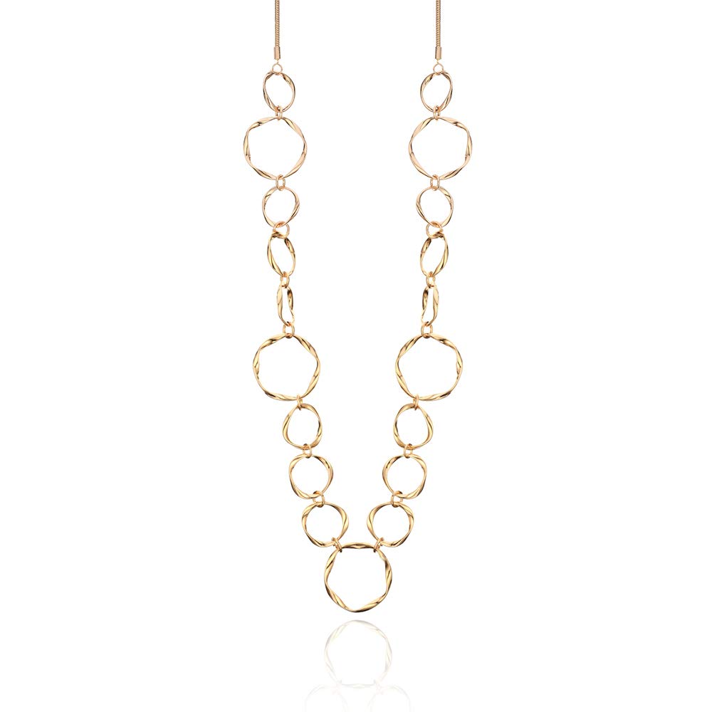 Ouran Collana lunga a catena per donne, collana con ciondoli per ragazze, oro rosa e argento, gioiello regalo per la festa della mamma e delle amicizie