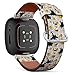 CJBROES Replacement Leather Watch Band, Compatible with Fitbit Versa 3 and Fitbit Sense of Wristband Bracelet Accessory - Lovely camomiles