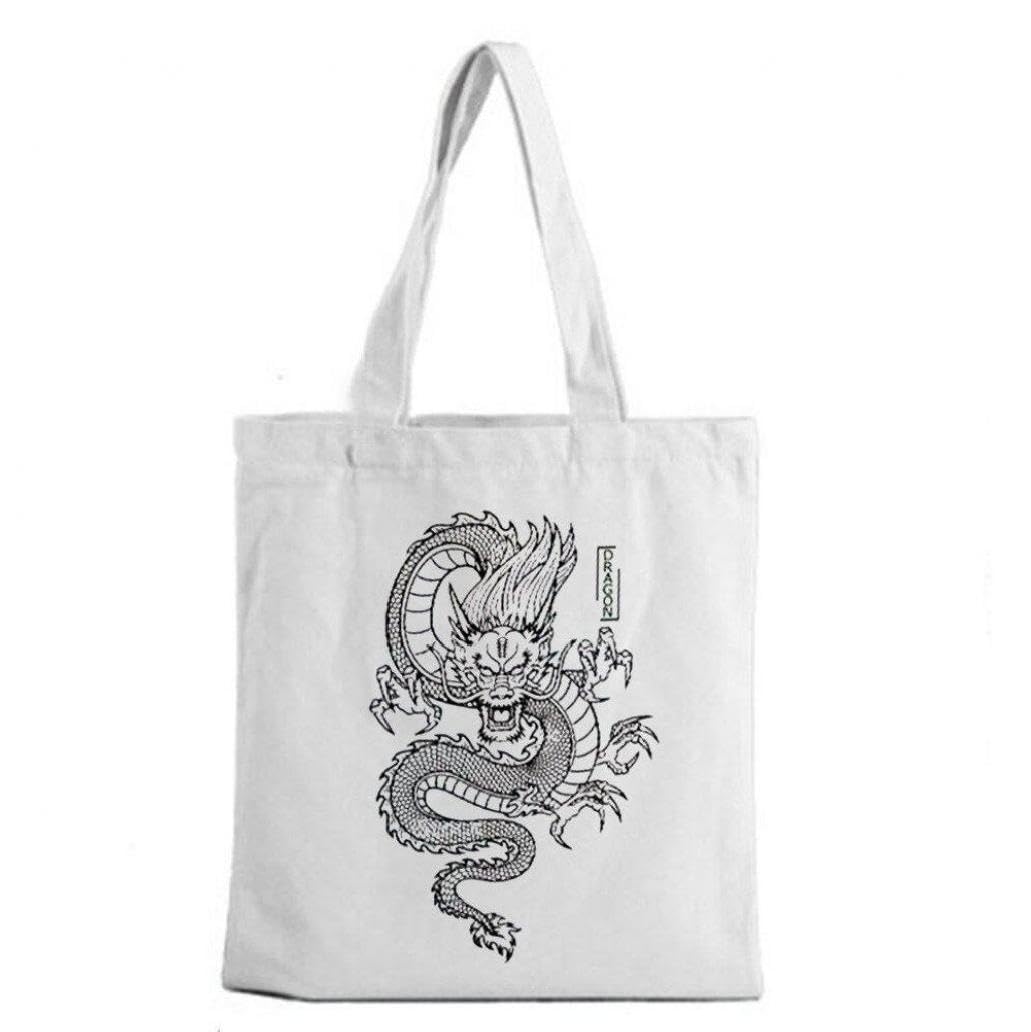 Amazon.co.jp: トートバッグ キャンバス 龍 ドラゴン 大容量