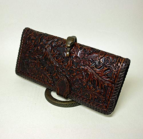 Men's 3D Genuine Leather Wallet, Long wallet, Biker wallet, Hand-Carved, Hand-Painted, Leather Carving, Custom wallet, Personalized wallet, Bear3