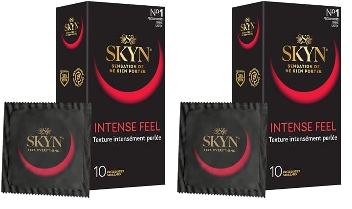 Manix Skyn Intense Feel - Condones, Color transparente - pack de 10 unidades (Paquete de 2)