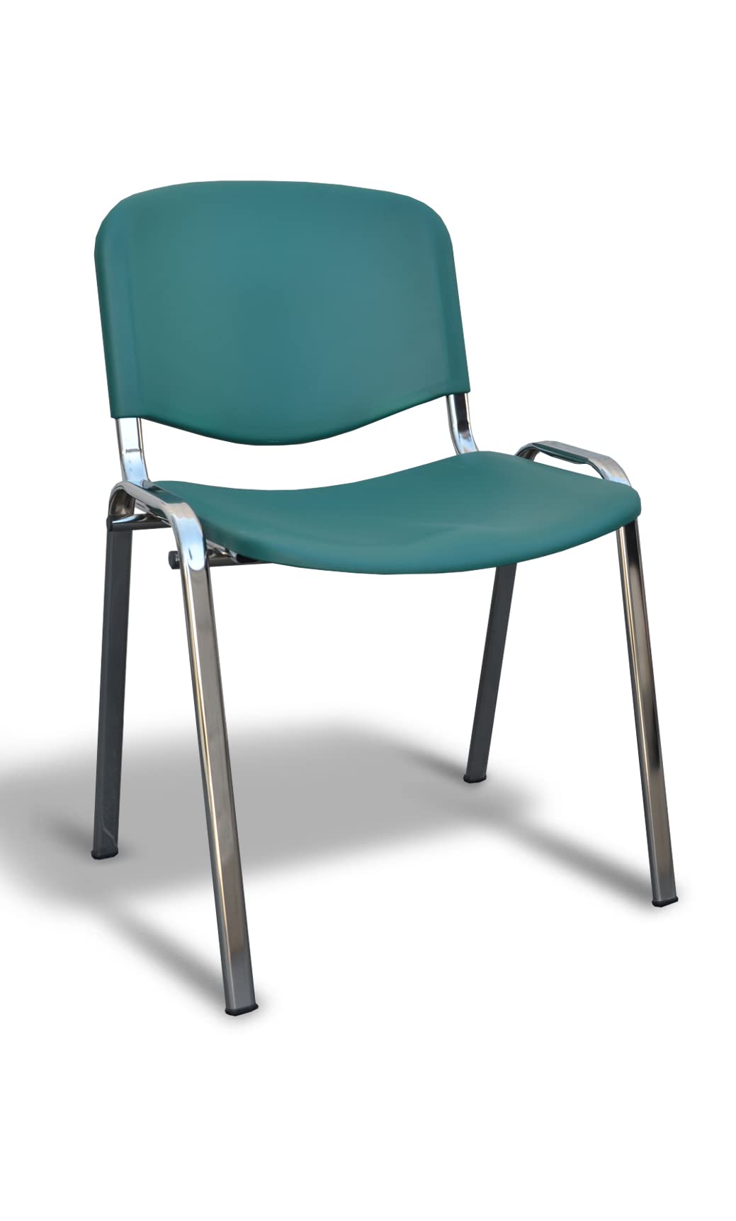 Galizia Prime sedia fissa impilabile, telaio in acciaio cromato, con sedile e schienale in plastica colorata antigraffio (Green, 1)
