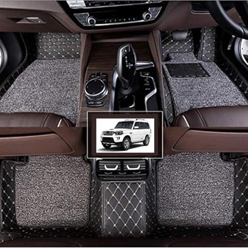 Image of Vahan Expo Premium 7D Car Mat Full Set for Mahindra Scorpio Classic (2014-2022) || Luxury Leather Double-Stich 7D Car Floor Mat Complete Set || 100% Waterproof and Washable || Black
