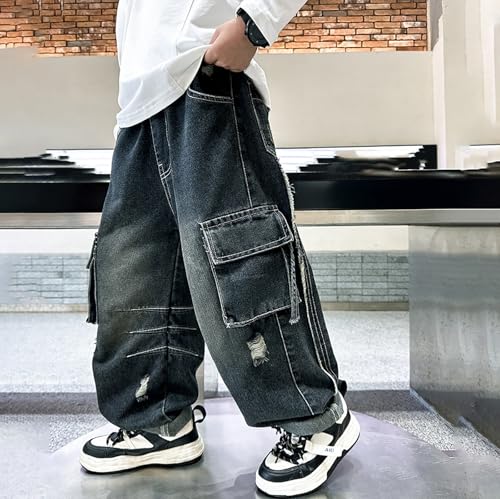 Boys Casual Straight Leg Jeans Comfortable Loose Fit Denim Pants with Front Pockets for Active Play4