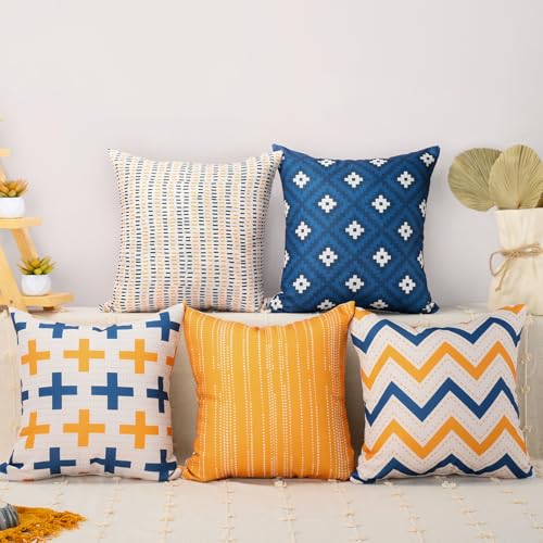 Image of Wakefit Printed Cushion Cover | 16X16 inch | Set of 5 | Multicolour Throw Pillow Covers | Machine Washable | Pattern Dust