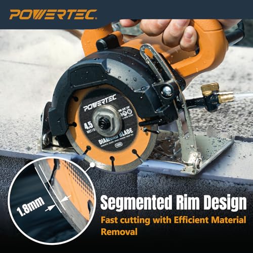 Image of POWERTEC 4-1 /2 inch Segmented Diamond Saw Blades for Angle Grinder, Diamond Blade for Cutting Concrete, Block, Brick, Pavers, Roofing Tile, 4.5 inch Diamond Blades for Wet /Dry Cutting, 2 Pack (14003-P2)
