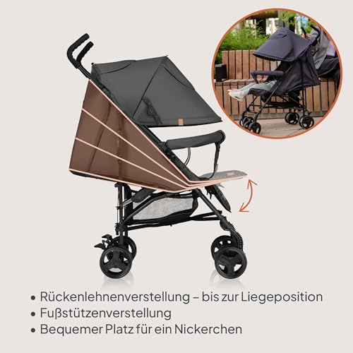 6. Bild von LIONELO Elia Buggy Klein Zusammenklappbar Kinderwagen Bis 15 Kg, Rücken Und Fußstützenverstellung Hinterradbremse, Moskitonetz, Einkaufskorb