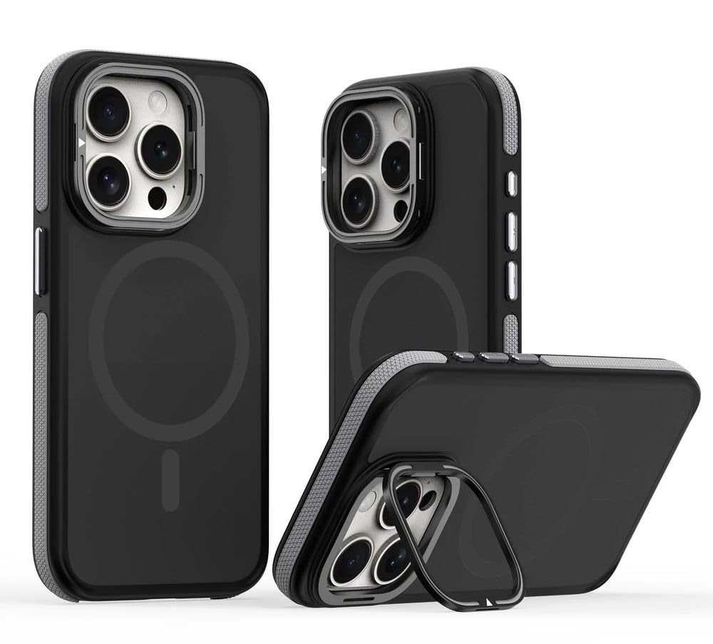 Coque de téléphone pour iPhone 16 Pro support magnétique gris
