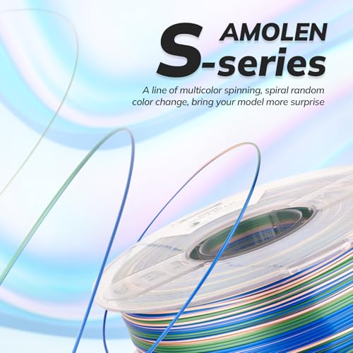 Image of AMOLEN Silk PLA 3D Printer Filament, Shiny Multicolor Rainbow PLA Filament 1.75mm, Fast Color Change PLA 3D Printing Filament for Most FDM 3D Printer, Blue Pink Green, 1kg (2.2lbs)