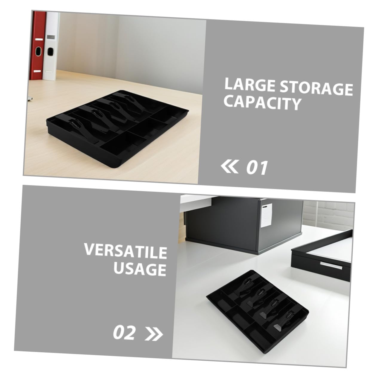 Artibetter 2piezas Caja De Almacenamiento De Escritorio Bandejas Para Caja Registradora Organizador De Monedas Con Clip Para Billetes y Accesorios Cajón Para Guardar Dinero