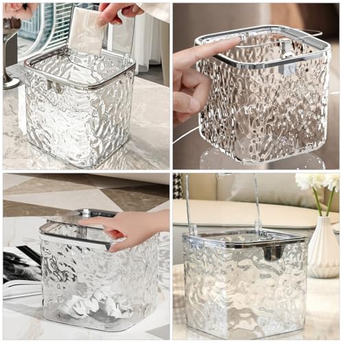 Caneca de basura pequeña para escritorio con tapa press pop-up miniatura 4
