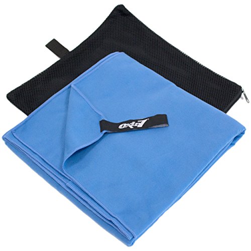 Oxid7® extraleichtes und schnelltrocknendes Mikrofaser Handtuch 2er Set M blau (40x80cm) Cover