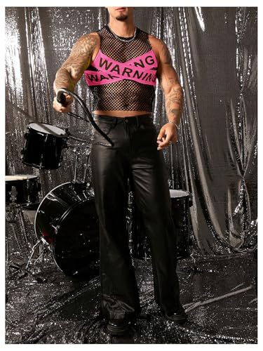 Milumia Men's Letter Print Criss Cross Hollow Out Tank Top Party Rave Clubwear4