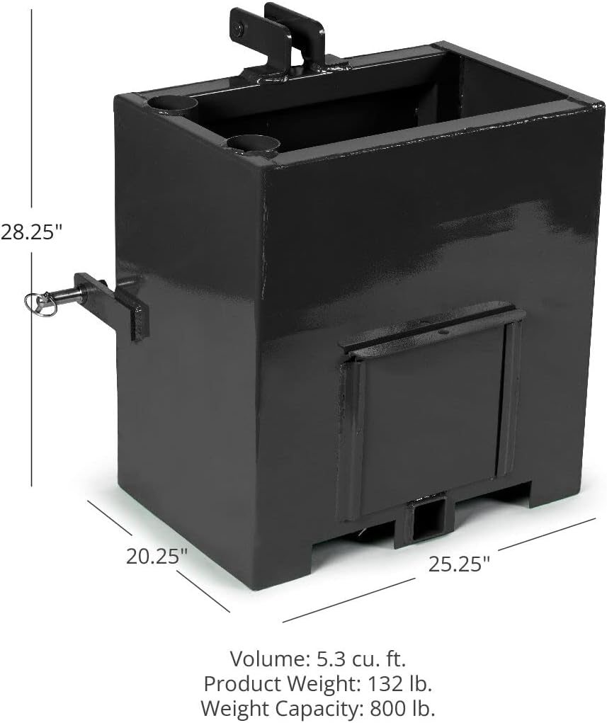 Titan Attachments Ballast Box for 3 Point Category 1 Tractor and Loader Hitches Quick Hitch Compatible : Patio, Lawn & Garden