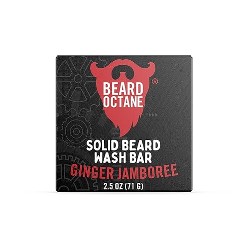 Beard Octane Ginger Jamboree - Barra de lavado de barba - Barra de champú para barba - Limpia e hidrata con manteca de karité - Barbas más suaves y