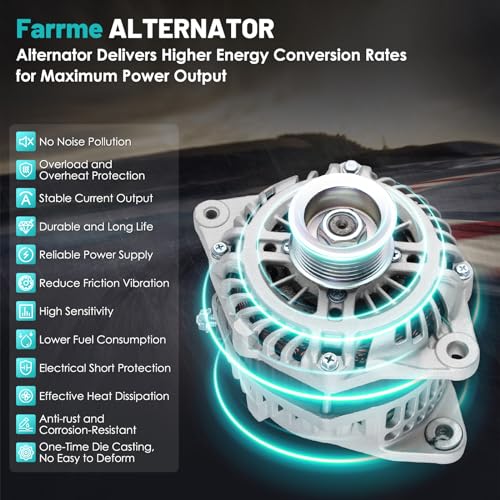 Farrme 0823126796 11341 Car Alternator 12V 130 Amp, 7-Groove Pulley Fit For Nissan Altima 2007-2010/Murano 2009-2014/Maxima 2009-2010/Quest 2011-2017 V6 3.5L Automotive Replacement High Output Alternators thumb #6