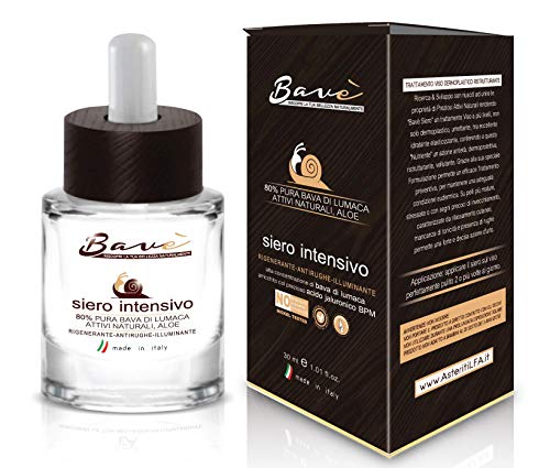 Siero Bava di Lumaca Pura | Linea Bavè | Con Acido Ialuronico e Aloe | Siero Antirughe, Lenitivo, Idratante, Ristrutturante, Anti-Age | 30 ml | MADE IN ITALY