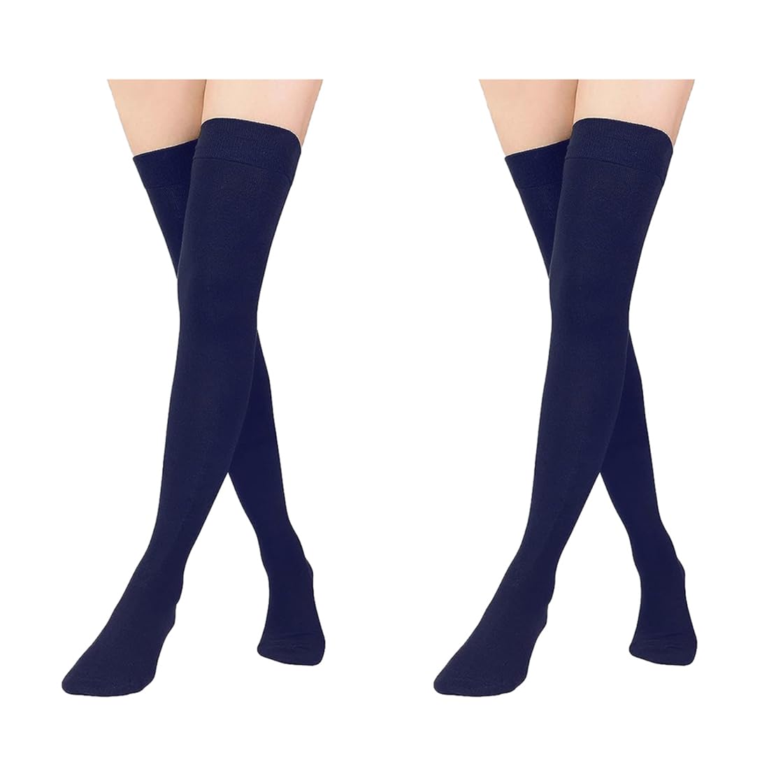 mukhaksh (Pack of 1 Pair = 2 Stockings Girls Cotton Winter Woolen Warm Navy Blue Stocking Thigh High Navy Blue Socks-picture-16