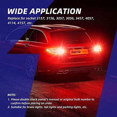 AUTOONE 3157 LED Bulbs Red LED Brake Tail Lights 3056 3156 3156A 3057 4057 4157 Light Bulbs - Thumbnail 5