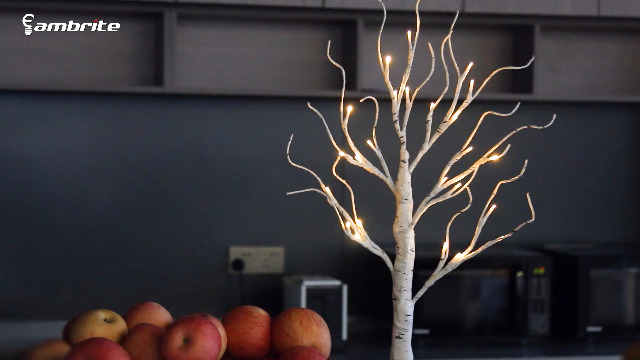 2ft Lighted Birch Tree With 24 LED Flameless Candles - USB/Battery Operated Christmas Mantel Decor