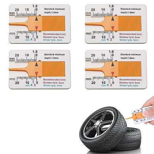 Reifenprofilmesser Auto PKW 0-20mm Werkzeug Profiltiefen Messgerät Tiefenmesser - 4 Stück.