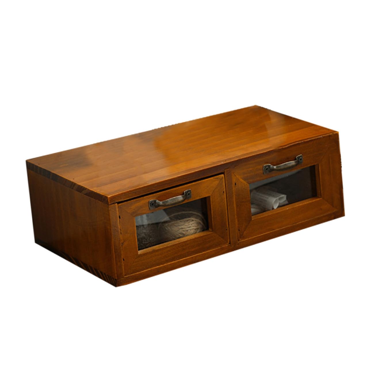 Organisateur vintage pour papeterie avec rehausseur écran ordinateur bois bureau