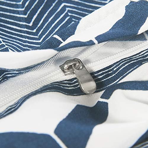 Vaulia Microfiber Duvet Cover Set, Boho Chic Pattern Design, Blue/White Color - King Size (3-Piece Set)