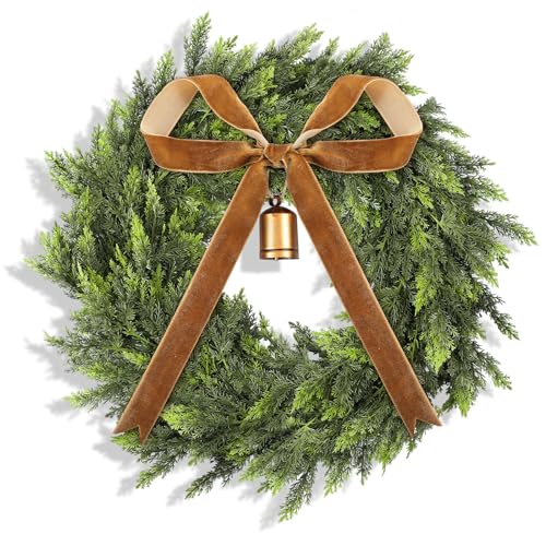 20 Inch Artificial Cedar Wreath Christmas Wreath for Front Door