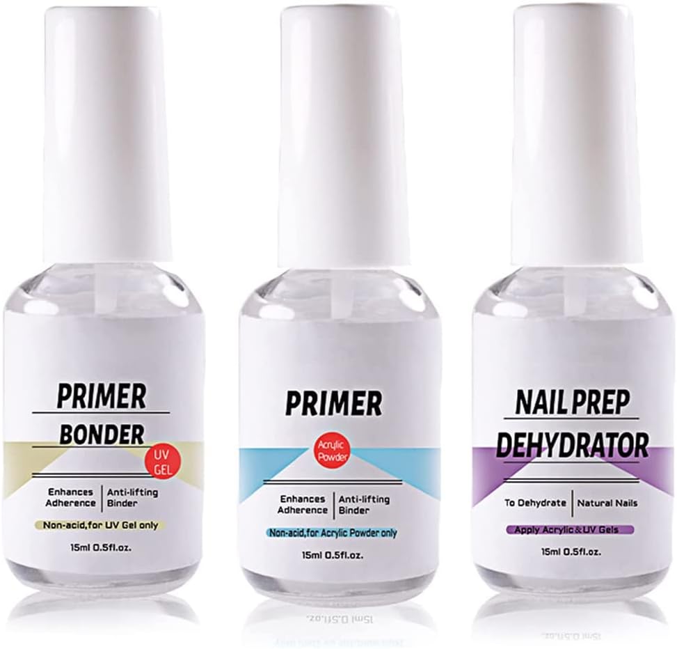 Nail Art Adhesive Desiccant Set Nail Art -warping Agent Adhesive Primer Fast Dry Primer Bonder Nail Prep Dehydrator 3Pcs 15ml