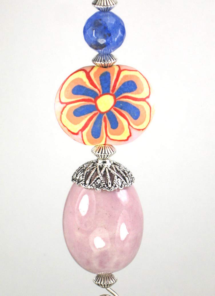 Opaque Lilac Oval with Big 70s Flower Power Ceiling Fan Pull