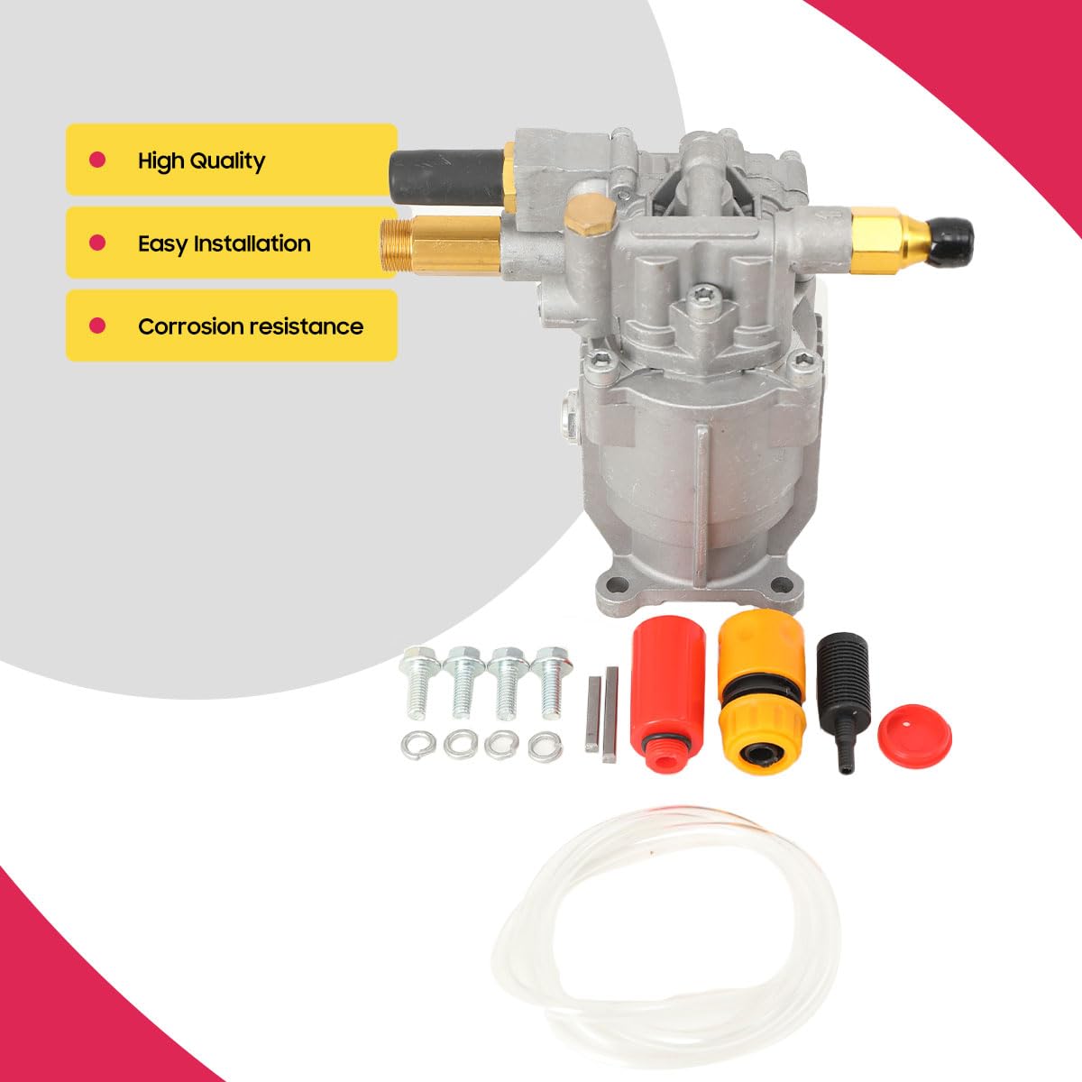 3000PSI Hochdruckreiniger-Pumpe, 14mm Schaft, 2,4 GPM Ersatzpumpe, 3/4 Zoll Horizontalwellen-Kurbelwellenmotor für Simpson
