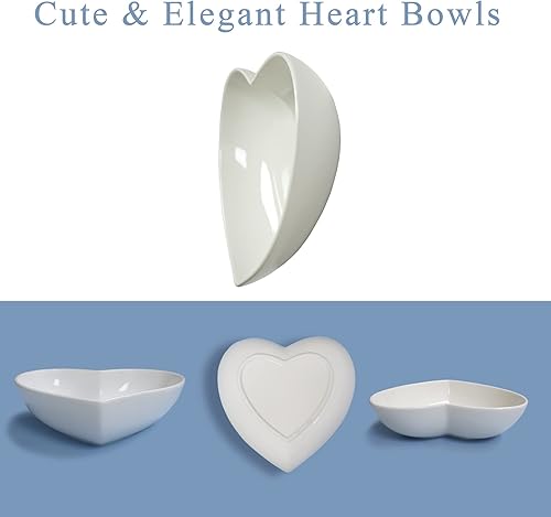 Miniatura 4 de 2 cuencos de porcelana en forma de corazón de 9 pulgadas, platos profundos para ensalada, cuenco de corazón extragrande, 42 ozunidad