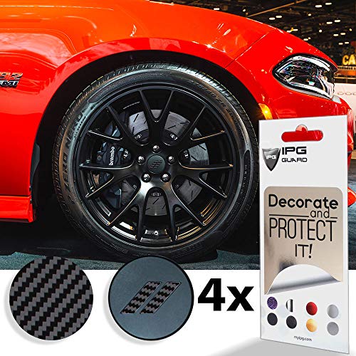 Image of IPG Compatible for Dodge Charger Challenger Durango Wheel Center Cap Decal Sticker Wrap Kit Personalize Your Vehicle (Inner Logo, Black Carbon Fiber)