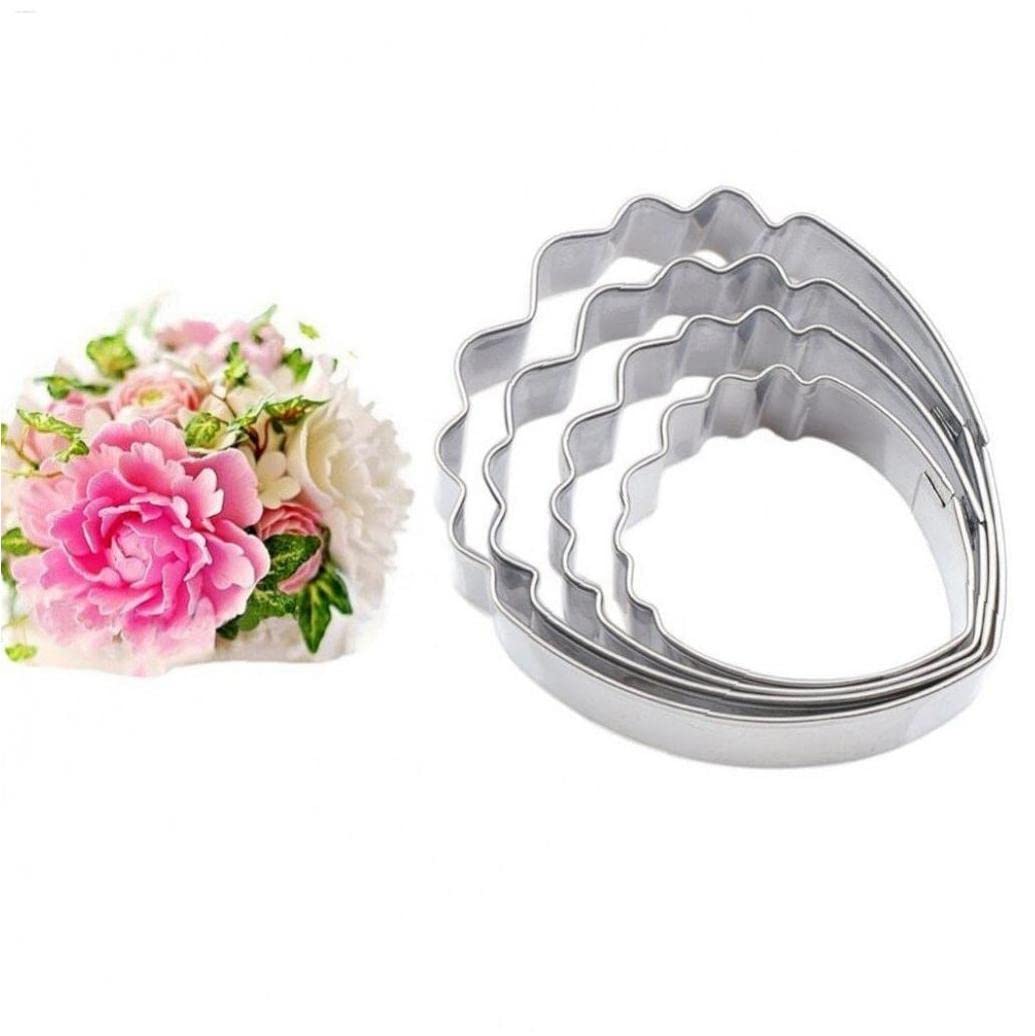 Danlai 4pcs Peony Petal Cutter Set Flower Sugar Mold Cutter Fondant Clay Flower Baking Mould Cake Decorating Tools