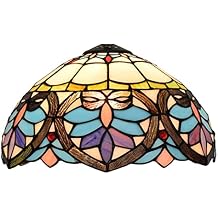 12 Inch Stained Glass Lamp Shade Replacement Only Tiffany Style Baroque Lampshade Retro Pastoral Lamp Cover Accessories Fit for Table Lamp, Pendant Light, Ceiling Light, Floor Lights,Blue a