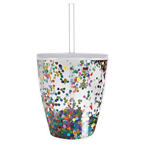 Slant Collection 10 oz DW Double Old Fashion Multi Confetti Hot/Cold lid & straw