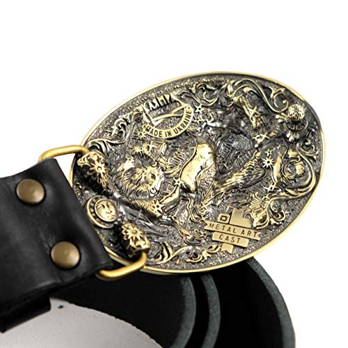 Leather belt with Pisces belt buckle, Pisces Horoscope Astrological Zodiac Sign solid brass belt buckle on leather belt3