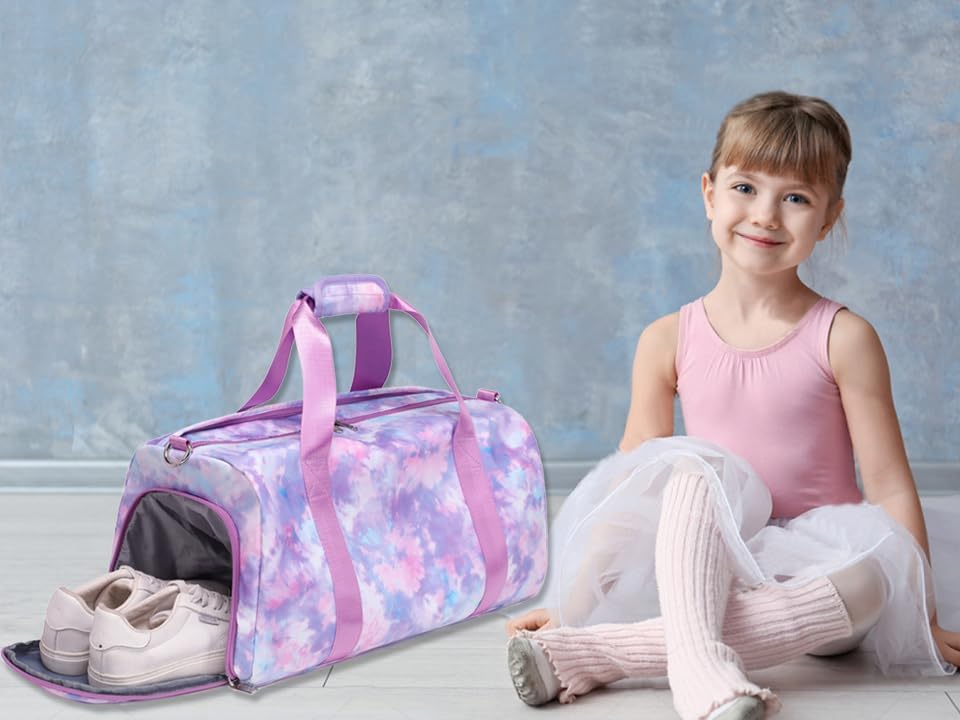 Ballet Dance Bag for Girls Princess Sports Duffle Bags Overnight Travel Duffel for Girl Gym Bag with Shoes Compartment Water Resistant - Image 7