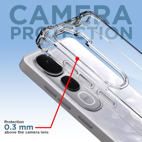 Image of Pikkme Back Cover for Vivo Y400 5G PC + TPU Clear Transparent Raised Edges Shockproof Protective Phone Bumper Case(Transparent)