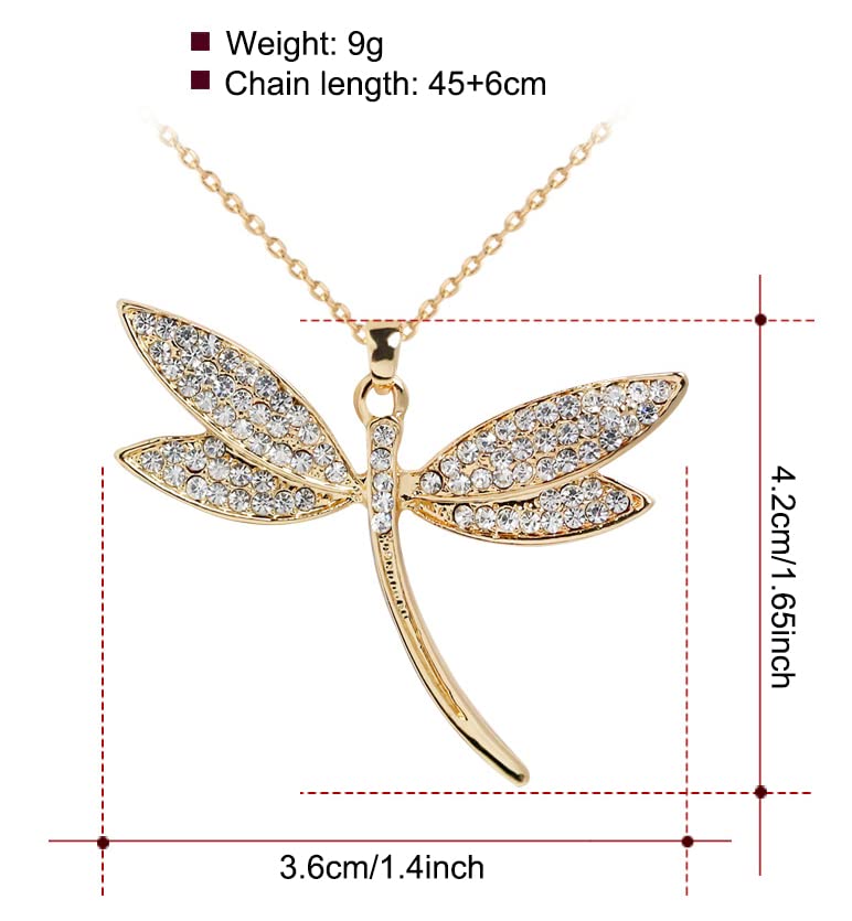 AKOAK 1 Pack Fashion Creative Diamond-Inlaid Dragonfly Necklace Fresh and Elegant Dragonfly Pendant Necklace3