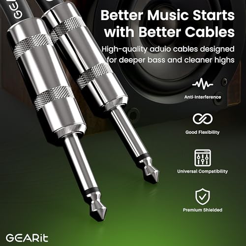gearit professional speaker cable 15ft 12awg pure copper 14 inch to 14 inch ts straight male to male for amplifier speaker cabinet pa and dj audio