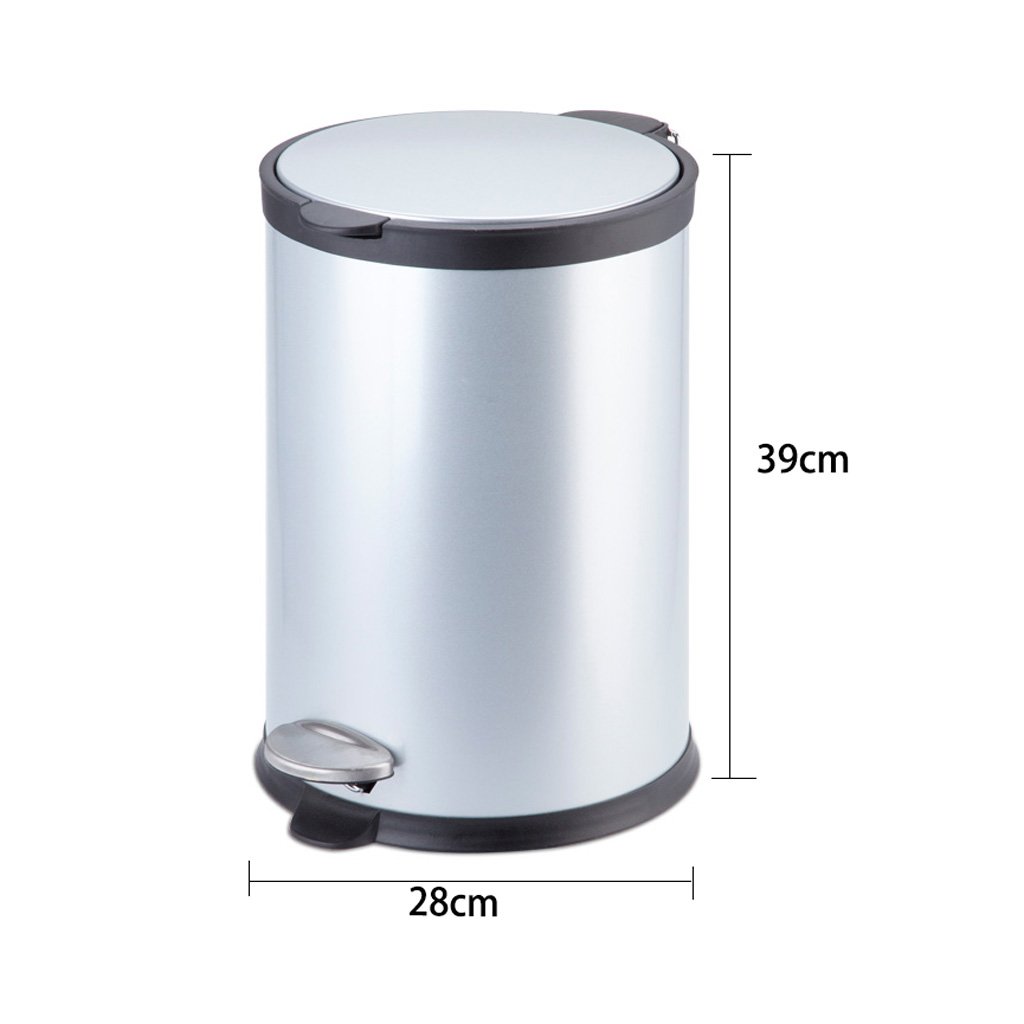 Portable Family Living Room White Trash can Metal Stainless Steel Bathroom 12L Kitchen Recycle Bin Can Recycler (Color : Red) (Black)