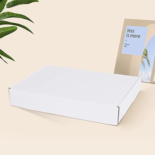 Miniatura 4 de Juego de 25 cajas de envío blancas de 13 x 10 x 2 pulgadas, cajas de cartón corrugado certificadas por FSC para embalaje, correo, pequeñas empresas