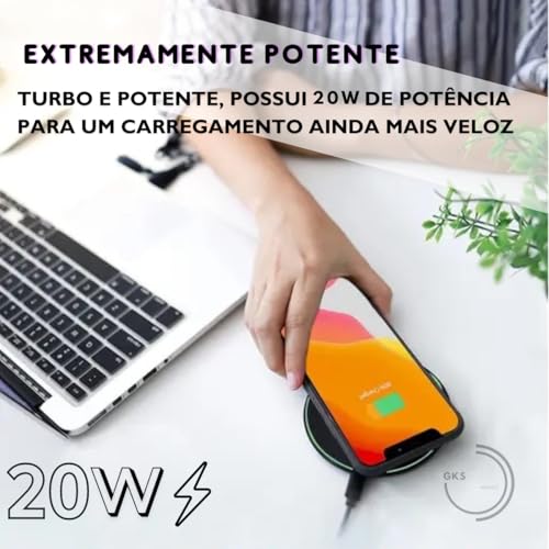 Carregador Sem Fio Indução Com LED Base Wirelles Turbo 15w - GKS