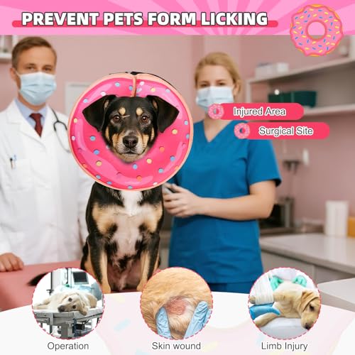 Image of KOOLTAIL Inflatable Dog Cone Collar, Soft Donut E Collar for Dogs After Surgery to Stop Licking Enhanced Alternative, Blow Up Pet Neck Pillow Recovery Adjustable Cone for Dog Cat, Upgrade Size,Donut L