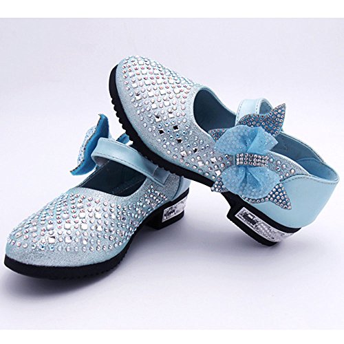 YING LAN Little Big Girl Glitter PU Leather Mary Jane Shoes Blue 28 - Thumbnail 3
