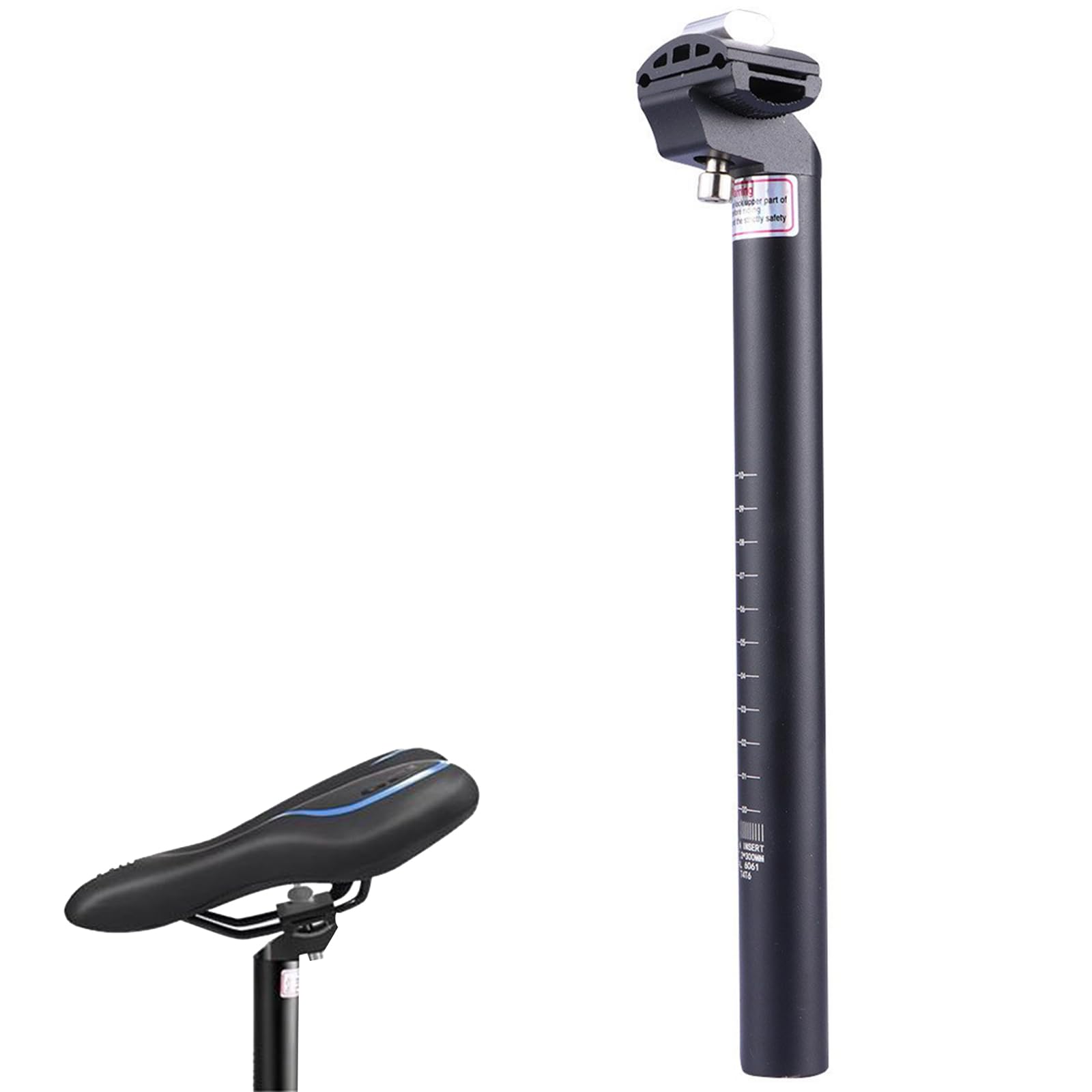 Sattelstütze Gefedert, Aluminiumlegierung Sattelstange, Fahrrad Sattelstange Tragend, Fahrradsattelstütze, für Mountainbikes Rennrad Downhill Bike Track Fahrrad, Lochdurchmesser 27.2MM, Länge 30CM